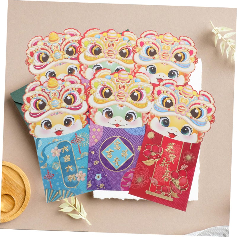 6pcs Snake Theme Red Envelopes For Chinese New Year Lucky Money Packets Ample Space Cash - Image 5