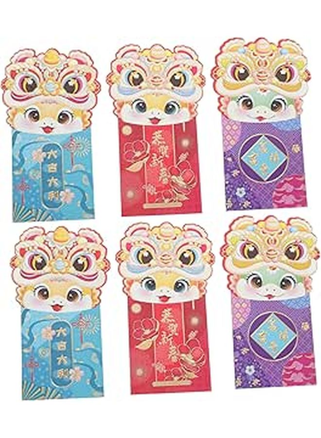 6pcs Snake Theme Red Envelopes For Chinese New Year Lucky Money Packets Ample Space Cash - Image 1