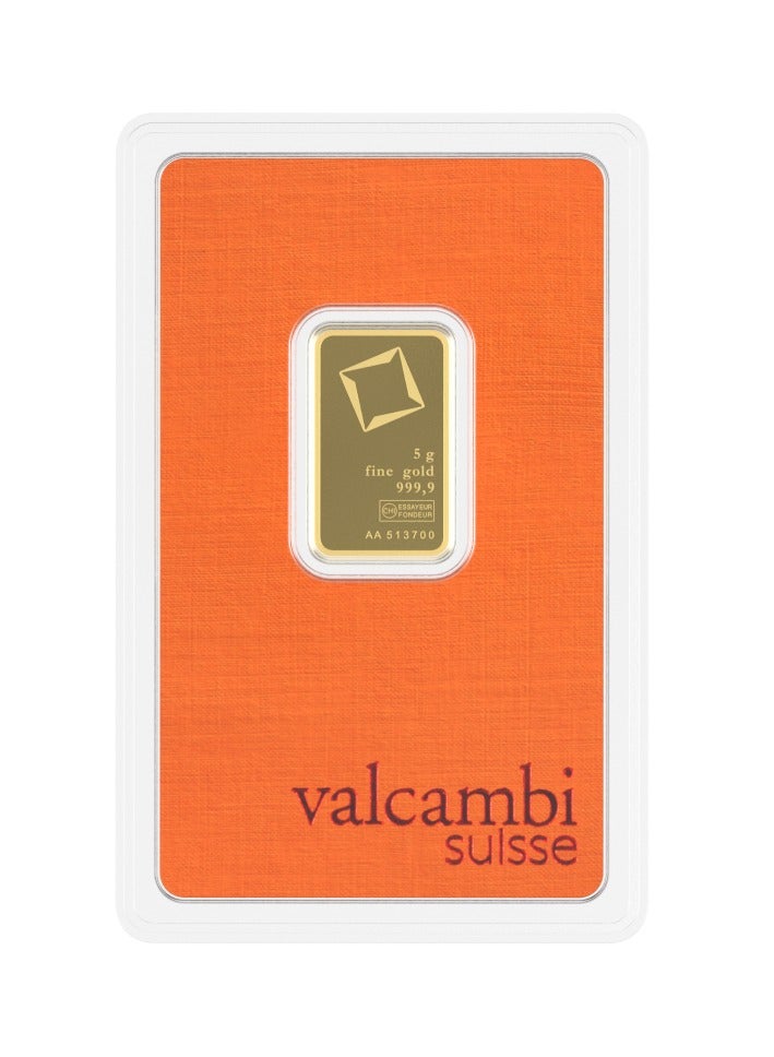 valcambi CKS Valcambi Suisse 5g Pure 999.9 Fine Gold Bar 24KT - 5 Grams  - Image 1