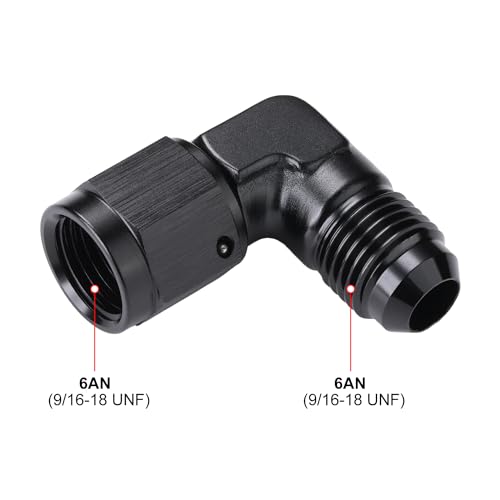 Podavelle 6AN Female to 6AN Male Flare 90 Degree Elbow Swivel Fitting Adapter Coupler Aluminum Black 2PCS - Image 3