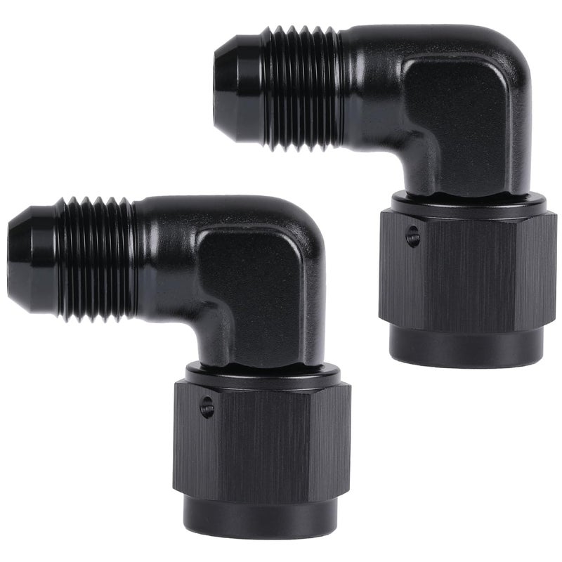 Podavelle 6AN Female to 6AN Male Flare 90 Degree Elbow Swivel Fitting Adapter Coupler Aluminum Black 2PCS - Image 2