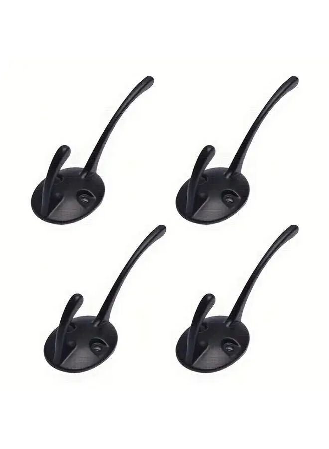 4 قطع خطافات أسود متعددة الاستخدامات لتعليق الملابس والمناشف ومستلزمات المطبخ والمفاتيح - Image 1