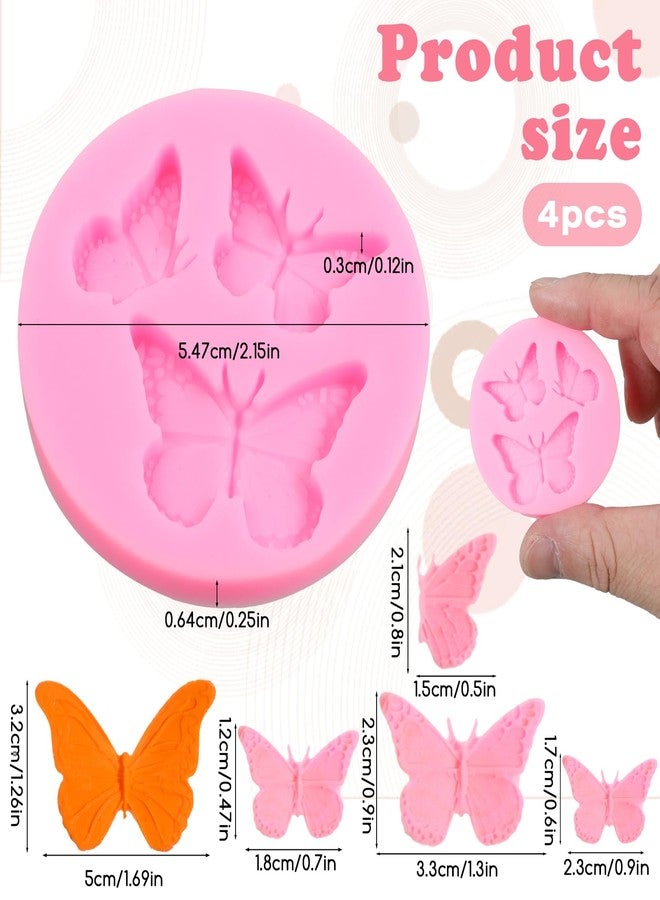 Aysatogc 4 Pcs Butterfly Silicone Molds, Mini Butterfly Fondant Mold Cute Fondant Cake Baking Mold for Weddings, Gender Reveal & Keto Desserts - Image 2