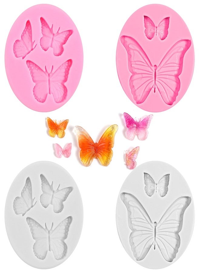 Aysatogc 4 Pcs Butterfly Silicone Molds, Mini Butterfly Fondant Mold Cute Fondant Cake Baking Mold for Weddings, Gender Reveal & Keto Desserts - Image 1
