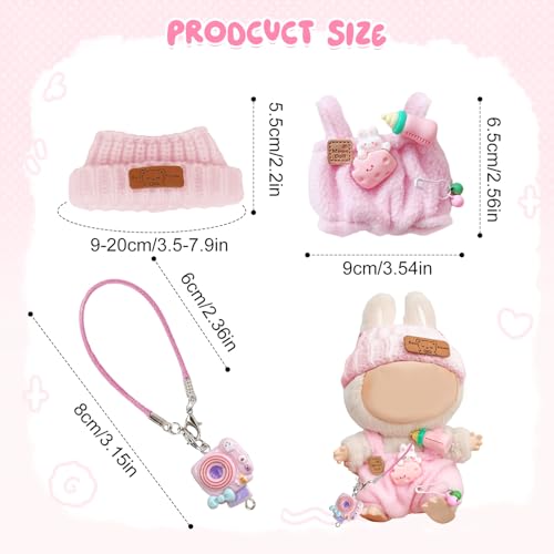 Flavizo 17cm Dolls Clothes | 3 Piece Dolls Outfit Set with Accessories | Adorable Pink Doll Dresses for Plush Toys | Perfect for Display, Role Play and Miniature Collection (No Doll) - Image 2