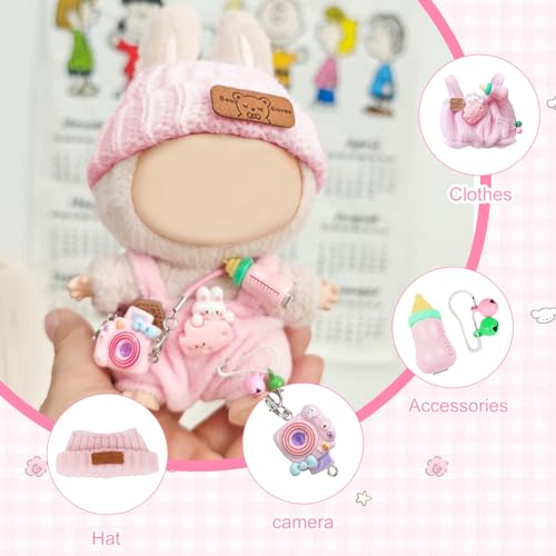 Flavizo 17cm Dolls Clothes | 3 Piece Dolls Outfit Set with Accessories | Adorable Pink Doll Dresses for Plush Toys | Perfect for Display, Role Play and Miniature Collection (No Doll) - Image 3