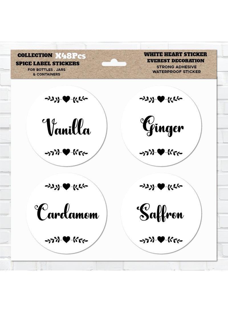 48Pcs Spice Sticker Labels – Waterproof Vinyl with Protective Coating, Durable Kitchen Organizer Tags for Herb and Seasoning Containers, Water-Resistant and Long-Lasting - Image 1
