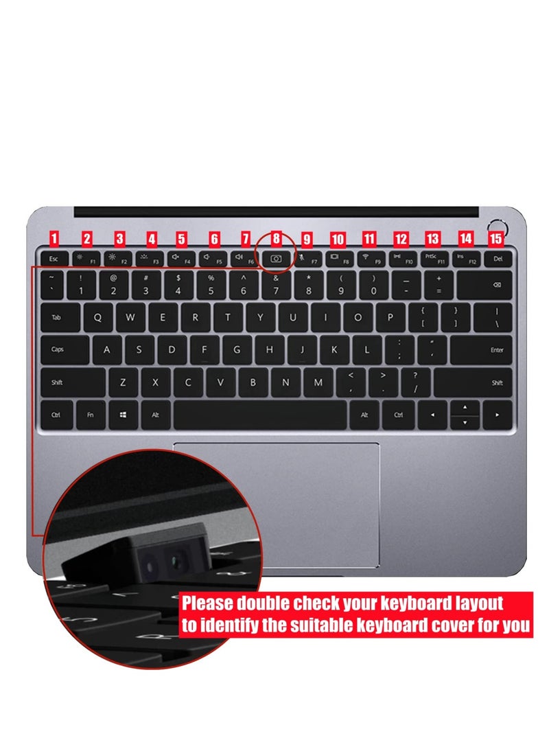 Soft Flexible Keyboard Protector Compatible with Huawei Matebook D15 15 inch, Silicone Film Cover Guard--Black - Image 4