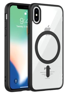 ten.tech Transparent magnetic protection case compatible with MagSafe for iPhone X / XS mobile phone, anti-shocks and scratches (black) Silicone back cover by Ten Tech  - Image 1