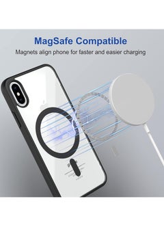 ten.tech Transparent magnetic protection case compatible with MagSafe for iPhone X / XS mobile phone, anti-shocks and scratches (black) Silicone back cover by Ten Tech  - Image 3
