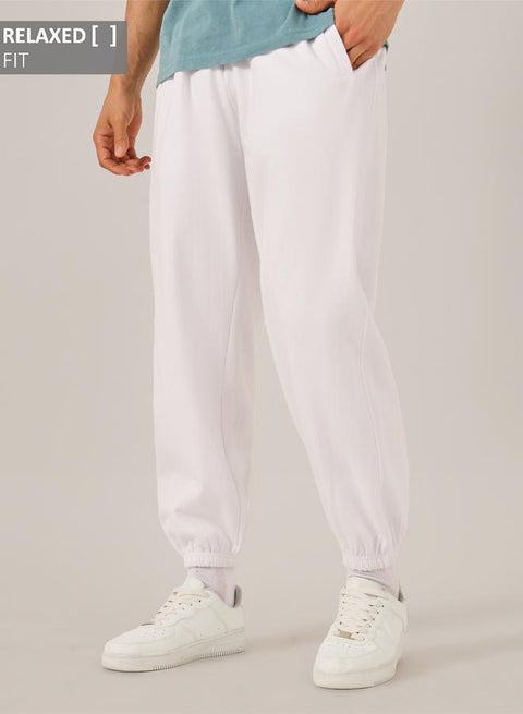 Men White Solid Joggers