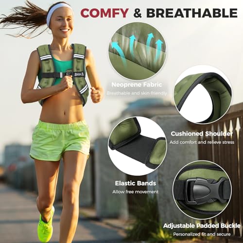 BAGAIL ComfortFit Weighted Vest for Woman Even Weight Distribution Faster Weight Loss NoChafe or Bounce for Walking Running with Detachable Phone Pouch Reflective Stripes Available 530lbs - Image 3