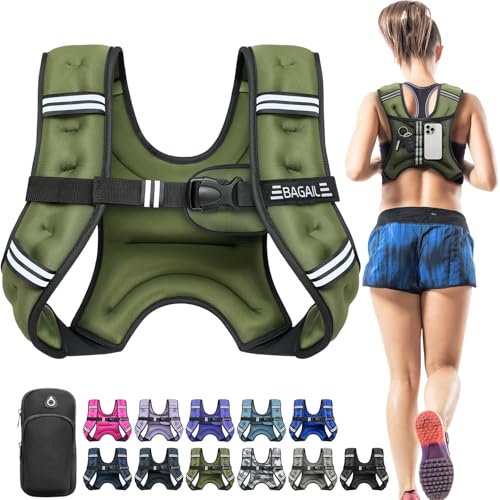 BAGAIL ComfortFit Weighted Vest for Woman Even Weight Distribution Faster Weight Loss NoChafe or Bounce for Walking Running with Detachable Phone Pouch Reflective Stripes Available 530lbs - Image 1