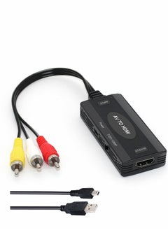 RCA to HDMI Converter, AV Adapter Support 1080P PAL/NTSC Composite Video Audio Converter for WII, WII U, PS one, PS2, PS3, STB, Xbox, VHS, VCR, Blue-Ray DVD