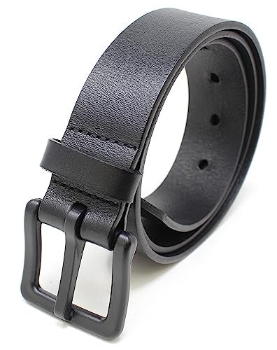 BC Belts Metal Free Full Grain Leather Belt - Hypoallergenic No Nickel and TSA Approved (Black-XXL) - Image 1