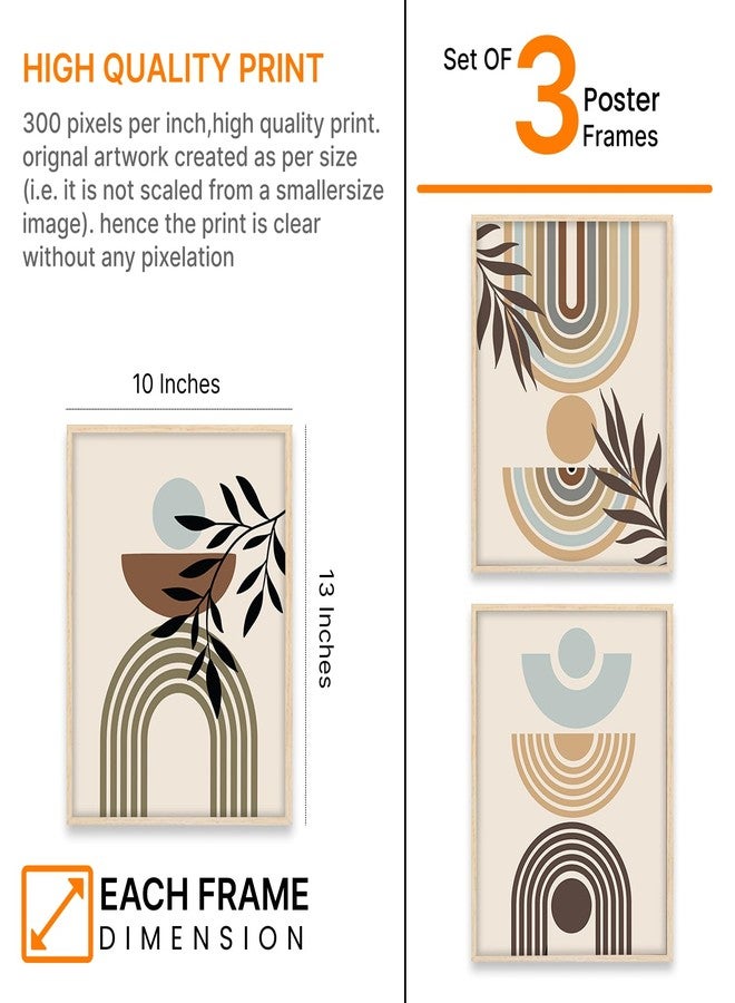 ARTELLY Boho Wall Painting With Frame - Framed Wall Decoration For Living Room Bedroom Office Set of 3 (Abstract 2, 10x13 inch) - Image 2