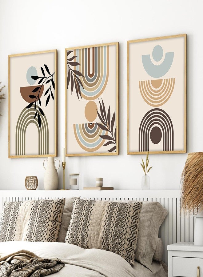 ARTELLY Boho Wall Painting With Frame - Framed Wall Decoration For Living Room Bedroom Office Set of 3 (Abstract 2, 10x13 inch) - Image 1