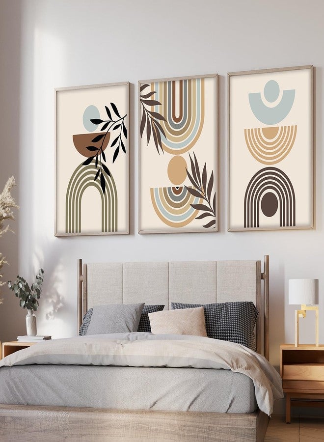 ARTELLY Boho Wall Painting With Frame - Framed Wall Decoration For Living Room Bedroom Office Set of 3 (Abstract 2, 10x13 inch) - Image 3