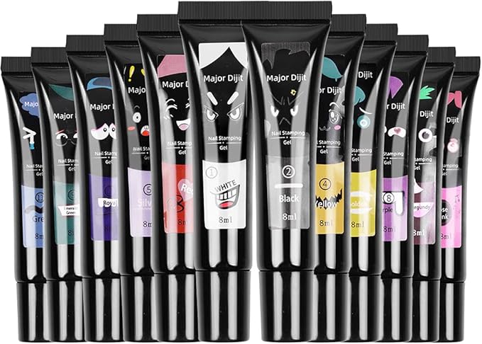 DouborQ Nail Stamping Polish Gel 8ML Nail Art UV Gel Polish For Nail Stamper Plate 12 Colors 12 ColorsSet - Image 3