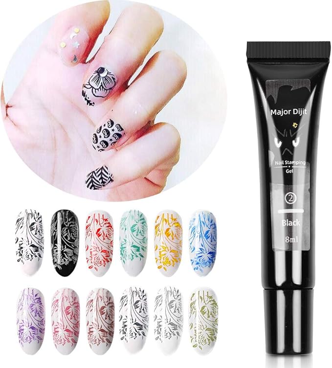 DouborQ Nail Stamping Polish Gel 8ML Nail Art UV Gel Polish For Nail Stamper Plate 12 Colors 12 ColorsSet - Image 4