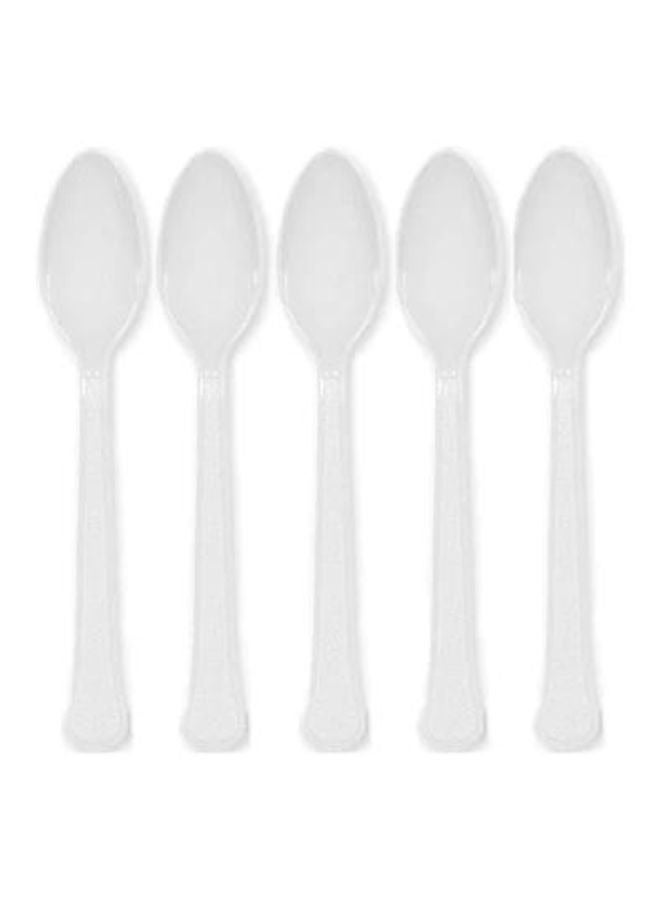 Amscan Reusable Plastic Spoon Heavyweight Duty White Colour 20 Pieces