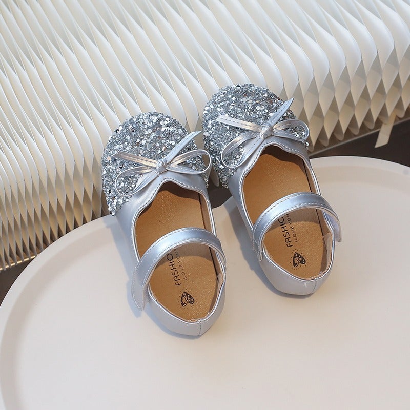 Girls'' Leather Shoes Crystal Princess Shoes 2025 Spring and Autumn New Little Girls Soft Sole Campus Performance Shoes - Image 3
