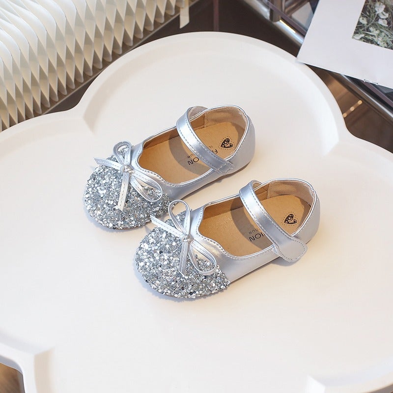 Girls'' Leather Shoes Crystal Princess Shoes 2025 Spring and Autumn New Little Girls Soft Sole Campus Performance Shoes - Image 2