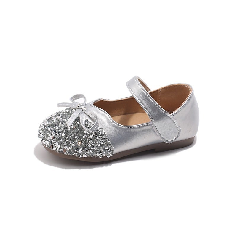 Girls'' Leather Shoes Crystal Princess Shoes 2025 Spring and Autumn New Little Girls Soft Sole Campus Performance Shoes - Image 5