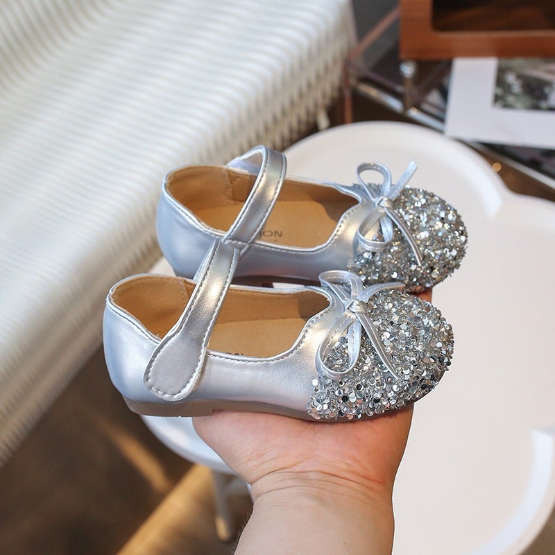 Girls'' Leather Shoes Crystal Princess Shoes 2025 Spring and Autumn New Little Girls Soft Sole Campus Performance Shoes - Image 4