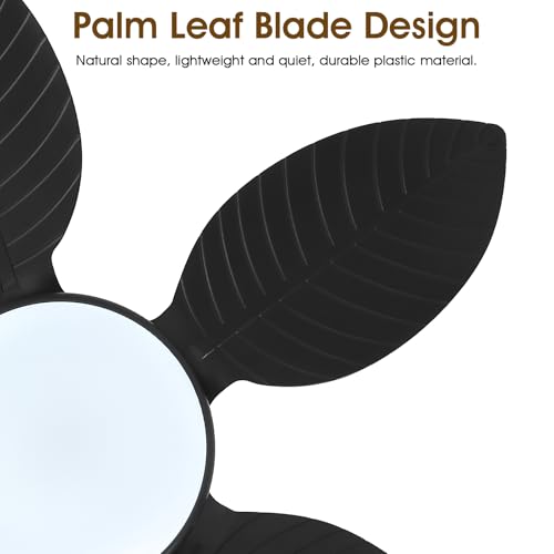 Wiviniya 48 Inch Tropical Ceiling Fans with Lights, Palm Leaf Outdoor Ceiling Fan with Light for Patios Porch Bedroom Living Room, Remote/APP Control, Reversible Quiet DC Motor, Dimmable LED, Black - Image 5