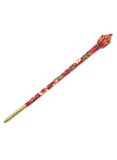 Honbay Cloisonn Vintage Hair Stick With Lotus Chinese Traditional Style Fashion Hair Chopsticks Hairpin Red
