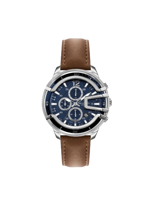 Lee Cooper Men's Quartz Movement Watch, Multi Function Display and Leather Strap - LC07468.392, Brown