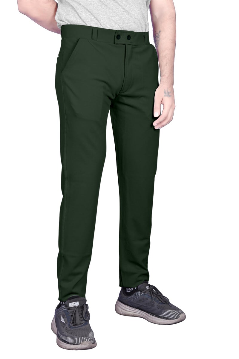 HARSHAD KUMAR & CO Men's Lycra Formal Trousers, Dress Pants (42, Olive) - Image 1