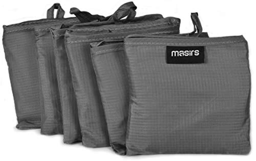 Masirs Reusable Grocery Bag (6-PACK | GREY) - Reusable Ripstop Bags - Large, Strong Eco Friendly Bags - Foldable Shopping Bag - For Kitchen, Grocery & More - Packable Shopping Bag - Image 4