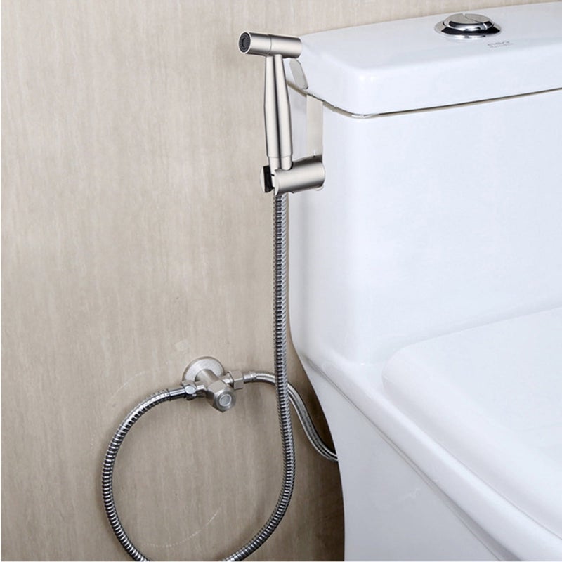 304 stainless steel handheld body cleaner set (including nozzle, toilet adapter, hose) 7/8 water hanging seat toilet nozzle set - Image 3
