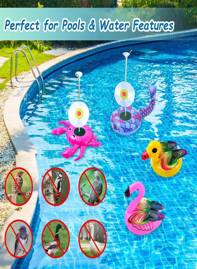 Feoang 4 Pack Floating Reflective Pinwheels for Pool, Bird Reflectors Spinning Bird Scarer, Keep Ducks, Pigeons & Herons Away No Noise Pool Wind Spinner for Outdoor Swinmming Pool & Garden Decoration - Image 5