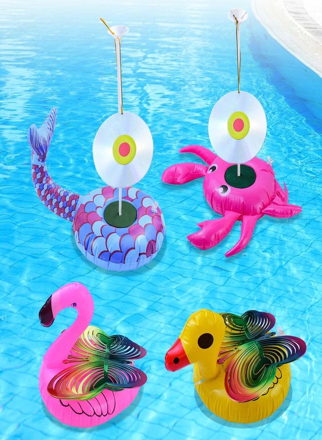 Feoang 4 Pack Floating Reflective Pinwheels for Pool, Bird Reflectors Spinning Bird Scarer, Keep Ducks, Pigeons & Herons Away No Noise Pool Wind Spinner for Outdoor Swinmming Pool & Garden Decoration - Image 1