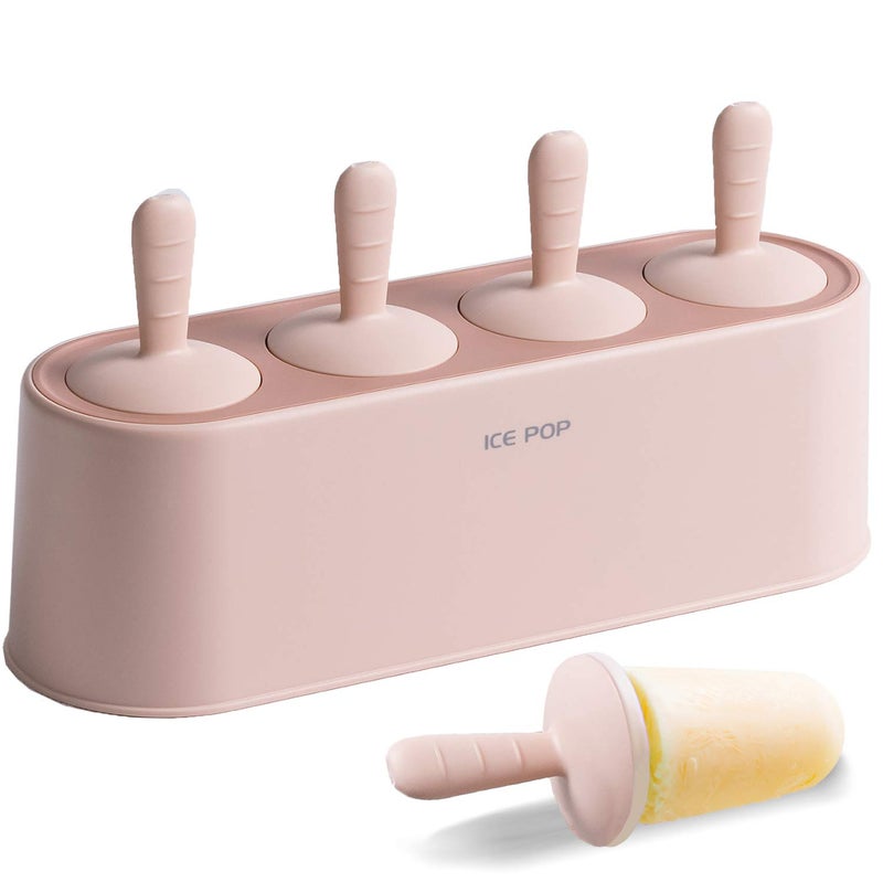 Popsicle Mold Set 4 Pieces Homemade Silicone Popsicle Maker Easy Release Ice Cream Molds Reusable DIY Pop Molds Pink