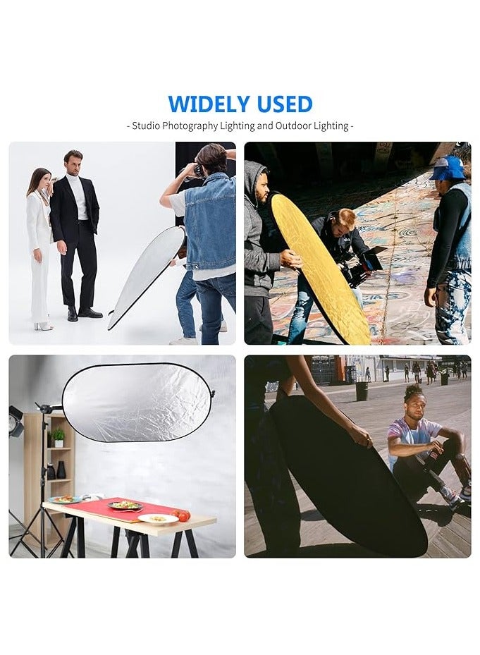 Neewer 5-in-1 Reflector 80x120cm – Oval Collapsible Multi-Disc Light Modifier multicolour - Image 4
