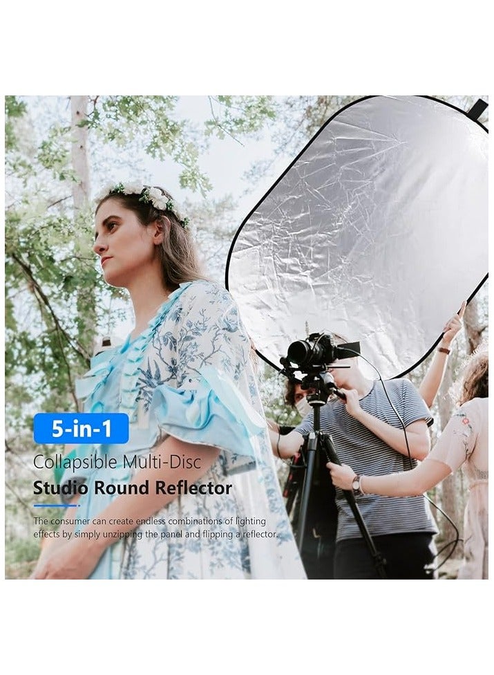Neewer 5-in-1 Reflector 80x120cm – Oval Collapsible Multi-Disc Light Modifier multicolour - Image 5