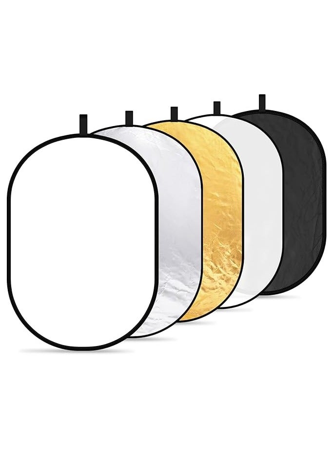 Neewer 5-in-1 Reflector 80x120cm – Oval Collapsible Multi-Disc Light Modifier multicolour - Image 1