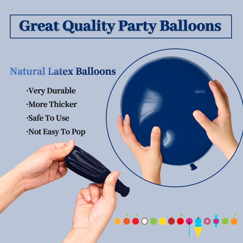 KUULBELA 110pcs Navy Blue Balloon 12 Inch, Navy Blue Latex Balloon for Birthday Party Baby Shower Wedding(with 2 Ribbons). - Image 3