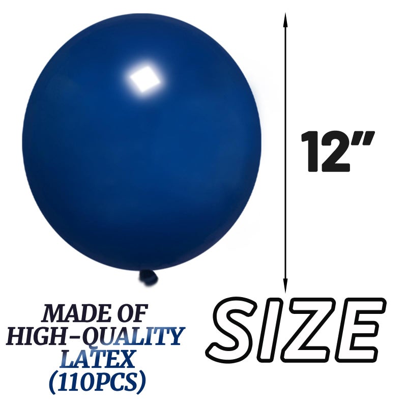 KUULBELA 110pcs Navy Blue Balloon 12 Inch, Navy Blue Latex Balloon for Birthday Party Baby Shower Wedding(with 2 Ribbons). - Image 2