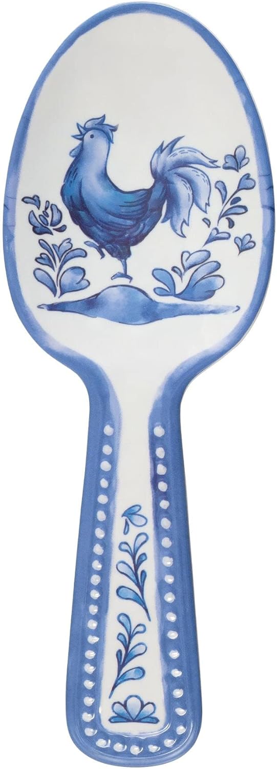 UPware Blue Rooster Melamine Salad Servers Serving Utensil Set Includes Serving Fork and Spoon for Tossing Salad Pasta Blue 1075 Inch Set of 2 - Image 3