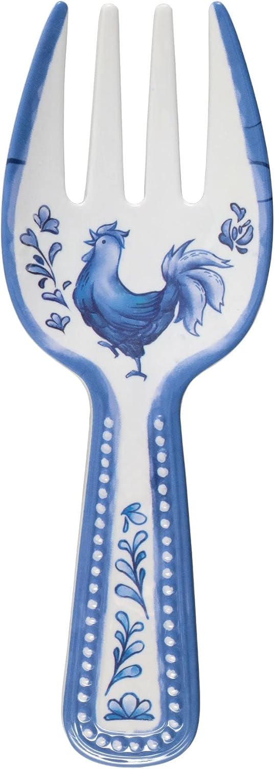 UPware Blue Rooster Melamine Salad Servers Serving Utensil Set Includes Serving Fork and Spoon for Tossing Salad Pasta Blue 1075 Inch Set of 2 - Image 4