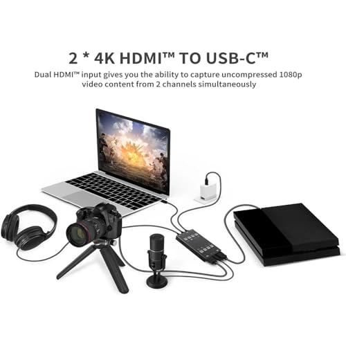 CamKoo USB3.0 4K HDMI Video Capture Card with 2 Input 2 Output Two Screen Capture Broadcast Live Stream HDMI to USB 3.0 Dongle HD 1080P Live Streaming Video Grabber Converter (H2U) - Image 3