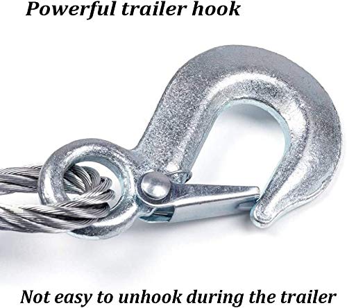 MAMMOTH CAPACITY-4mtr, 5 TON,10mm Steel Wire auto 5 Tonne Heavy Duty Towing Belt Security Cable 4 Meters Breakdown Recovery Tow Rope with 2 Hooks for Cars Hook Size: 92 x 60 x 10mm - Image 4