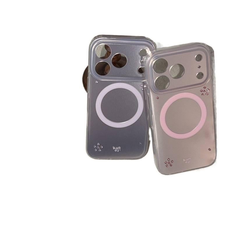 غطاء MagSafe بIMD لـ iPhone 15 / 15 Plus / 15 Pro / 15 Pro Max مع مغناطيس قوي وتصميم مزدوج الطبقات مع قبضة مضادة للانزلاق مع مقاوم للخدش باللون وردي مضاد للانزلاق مغناطيسي باللون. - Image 4