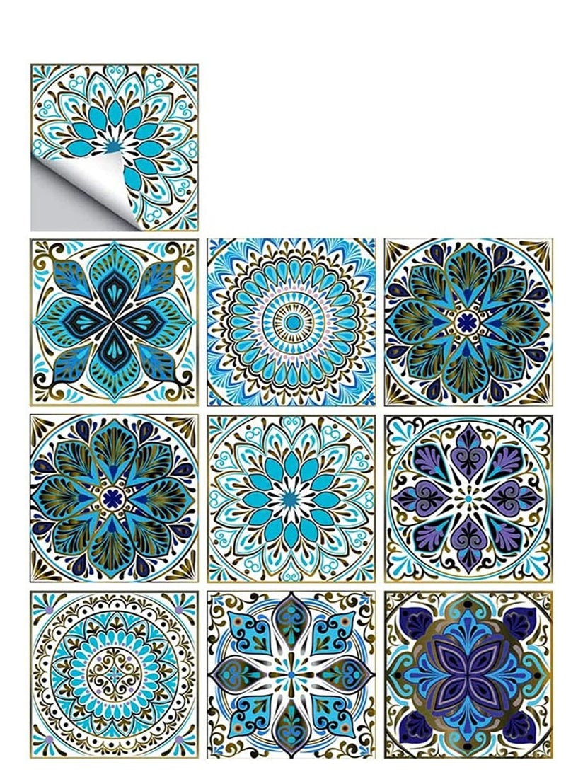 SYOSI Tile Sticker Mandala Style, 4x4 Inch(10x10cm) Traditional DIY Murals, Waterproof Oil Proof Removable Decals for Bathroom & Kitchen Backsplash Wall Stickers (MTL-01) 20 PCS - Image 4