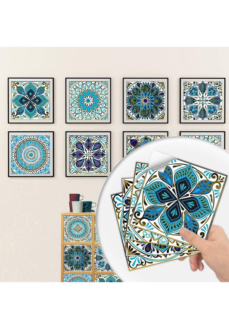 SYOSI Tile Sticker Mandala Style, 4x4 Inch(10x10cm) Traditional DIY Murals, Waterproof Oil Proof Removable Decals for Bathroom & Kitchen Backsplash Wall Stickers (MTL-01) 20 PCS - Image 1
